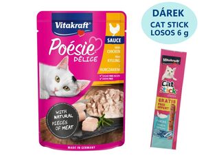 Vitakraft Poésie Délice Sauce kuřecí 85 g kapsa + dárek Vitakraft Cat Stick lachs 6 g