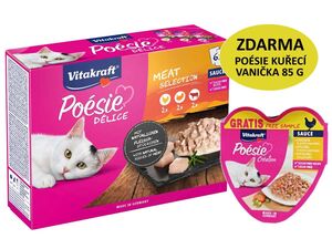 Vitakraft Poésie Délice Multipack v omáčce 6 x 85 g kuře, krocan, hovězí kapsa+dárek cat