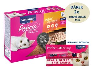 Vitakraft Poésie Délice Multipack v omáčce 6 x 85 g kuře, krocan, hovězí kapsa + dárek Vit