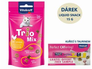 Vitakraft Trio mix drůbeží 60 g + dárek Vitakraft cat Liquid-snack kuře