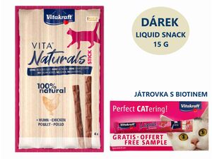 Vitakraft Vita Naturals Cat Stick kuře 4 x 5 g +dárek Vitakraft cat Liquid snack játrovka