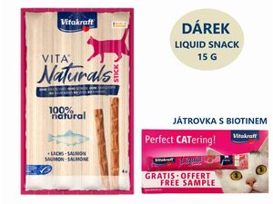Vitakraft Vita Naturals Cat Stick losos 4 x 5 g+dárek Vitakraft cat Liquid snack játrovka