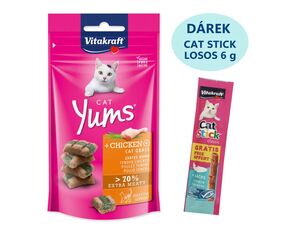 Vitakraft Cat Yums kuřecí s kočičí trávou 40 g  + dárek Vitakraft Cat Stick lachs 6 g