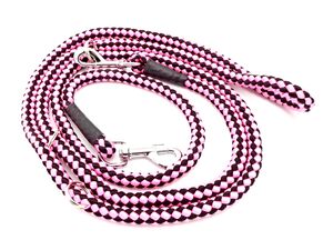 Provazové přepínací vodítko šachovnice průměr 14mm/260 cm černo-růžové