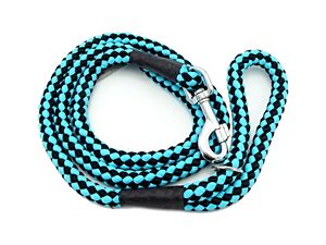 Provazové vodítko šachovnice průměr 14mm/ 140 cm černo-světle modré