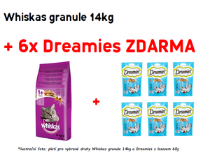 Whiskas JUNIOR kuře 14 kg SLEVA + 6 ks Dreamies losos