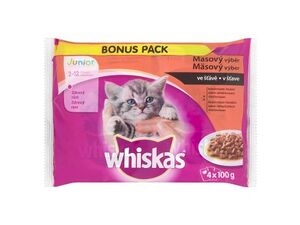 Whiskas Junior masový výběr ve šťávě 4 x 100 g