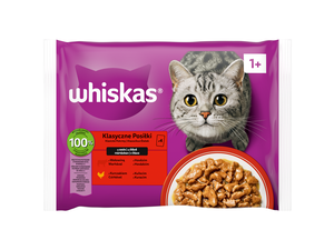 Whiskas Klasické pokrmy ve šťávě 4 x 85 g kapsa hovězí, kuřecí