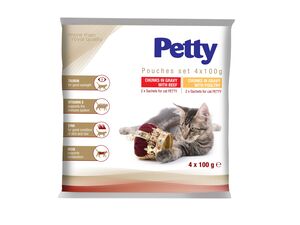 Petty kapsička 4 x 100 g hovězí a drůbeží pro kočku