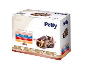 Petty kapsička 12 x 100 g drůbež+ losos,drůbež+zvěřina, hovězí,drůbeží