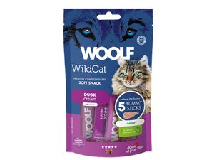 WOOLF WILDCAT Cream - Duck + catnip 5 x 14 g svačinka