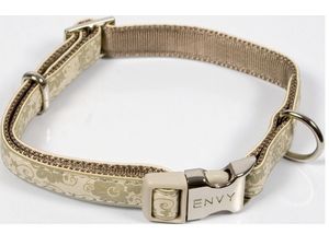 Nayeco obojek Envy flora koženkový béžový 15 mm x 26 - 40 cm doprodej