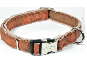 Nayeco obojek Envy Denim látka hnědý 15 mm x 26 - 40 cm