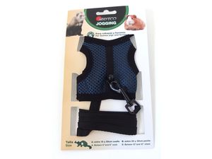 Postroj jogging a vodítko S pro morče a fretku tmavě modrý 15/24 cm