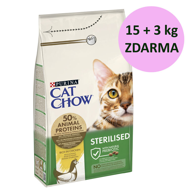 PURINA cat chow Sterilised 15 kg 3 kg ku e GREL.cz
